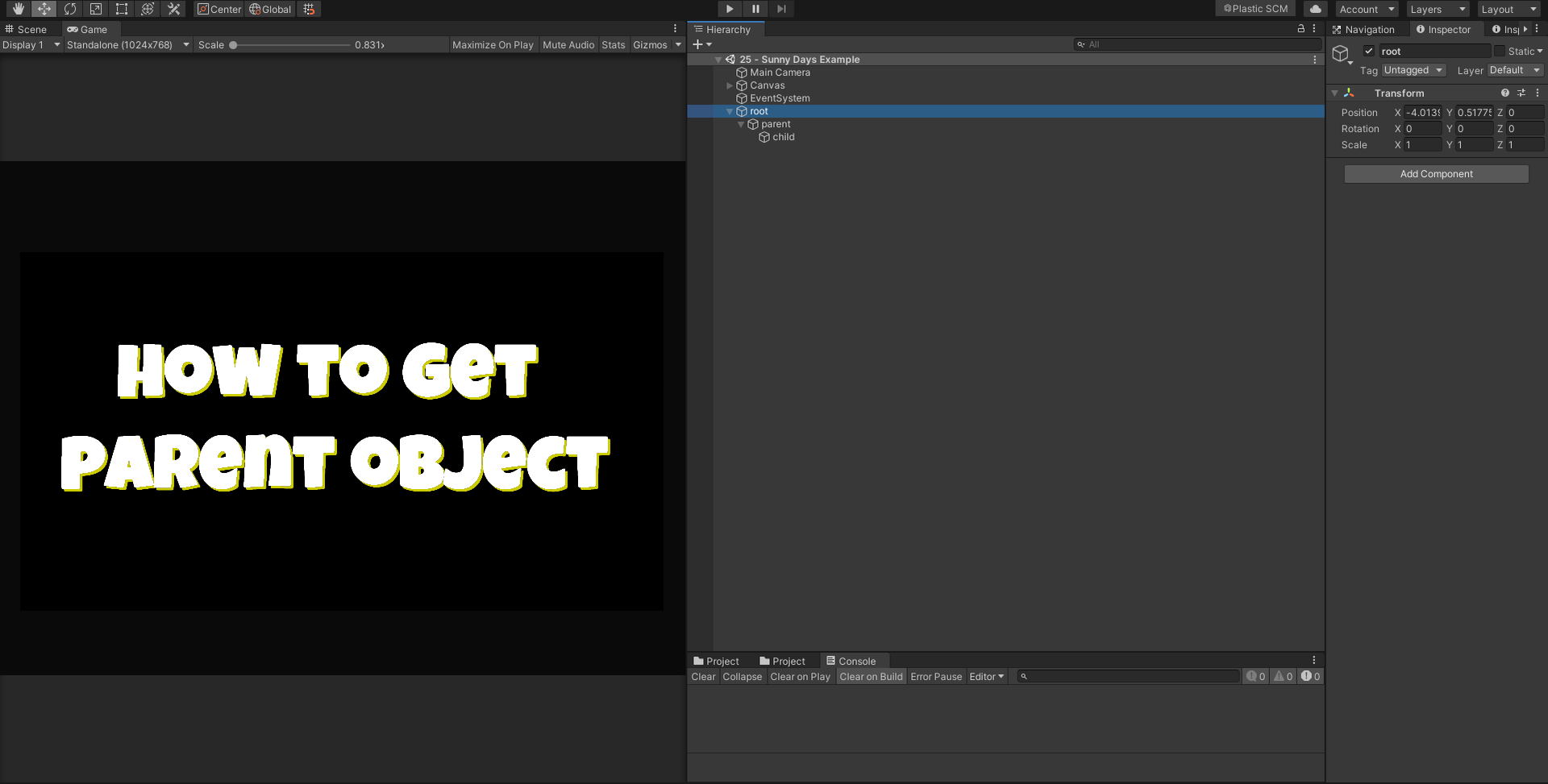 Unity how to get parent object