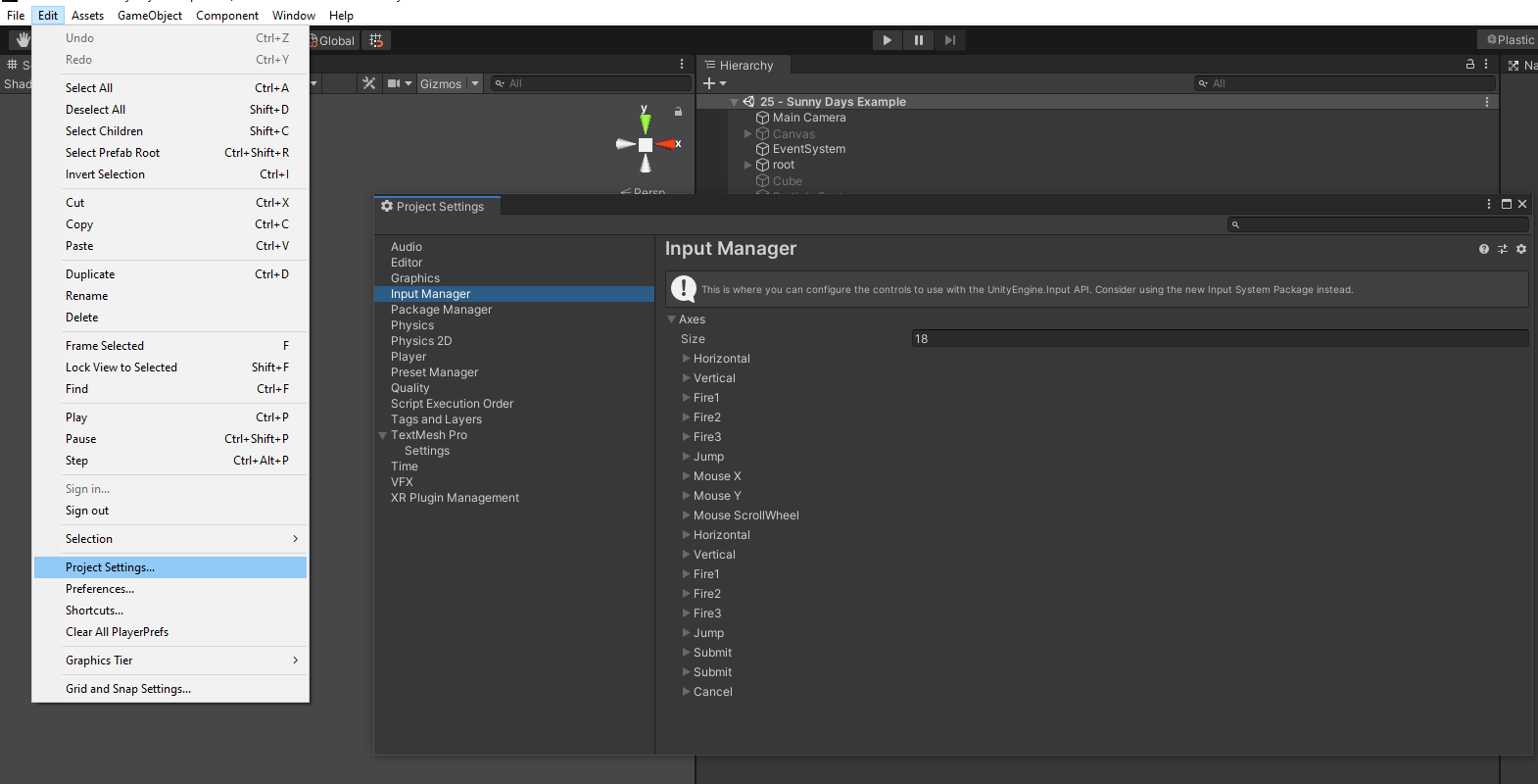 InputManager Axis Unity Editor