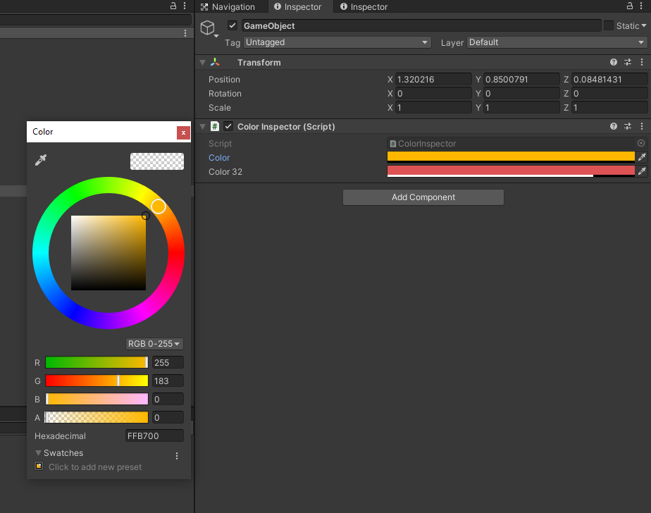 Unity Color Inspector