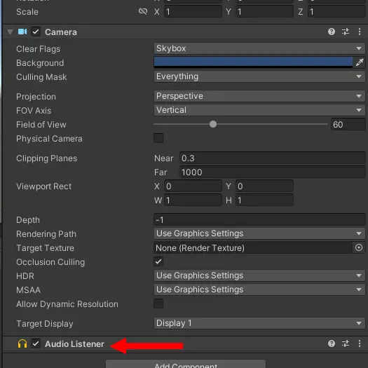 Unity audioListener