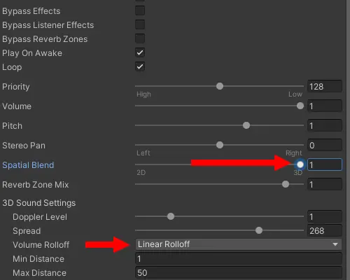 Unity spatial blend configuration